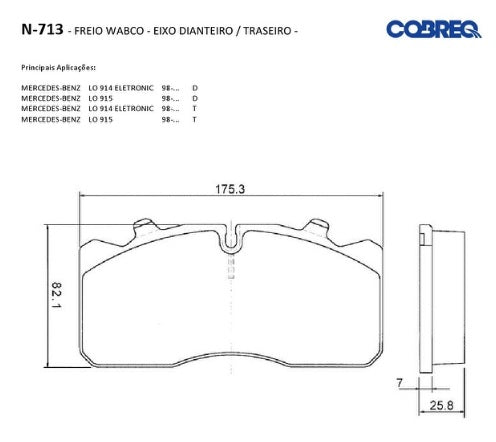 Pastilla de freno delantera Cobreq N-713