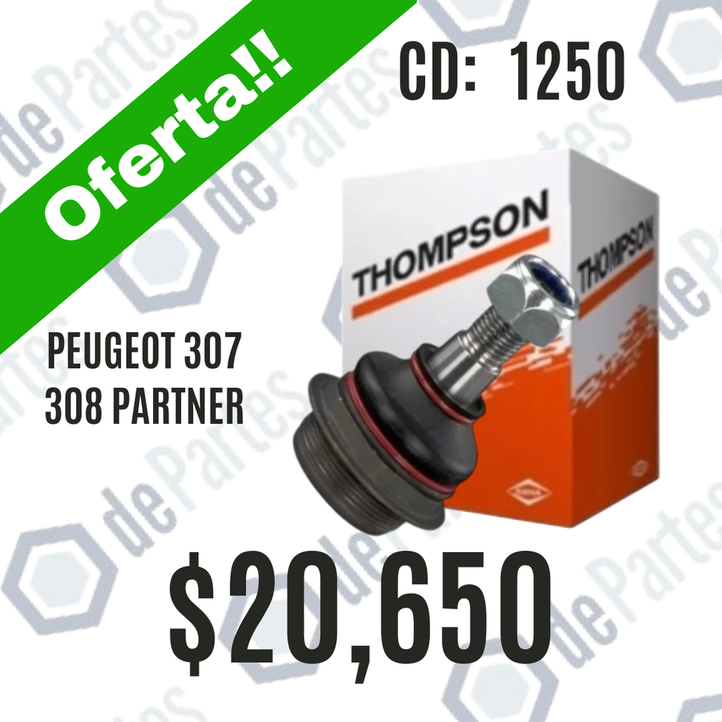 ROTULA THOMPSON THO1250 TOTULA PEUGEOT 307 00/... 308 408 08/... 3008 5008 09/... PARTNER 08/18 CITROEN DS4 11/... C4 07/13 PICASSO GRAND PICASSO BERLINGO 08/18 PIVOTE 15.6MM ROSCA 1 M38X1.5 ROSCA 2 M14X1.5 LARGO 75MM