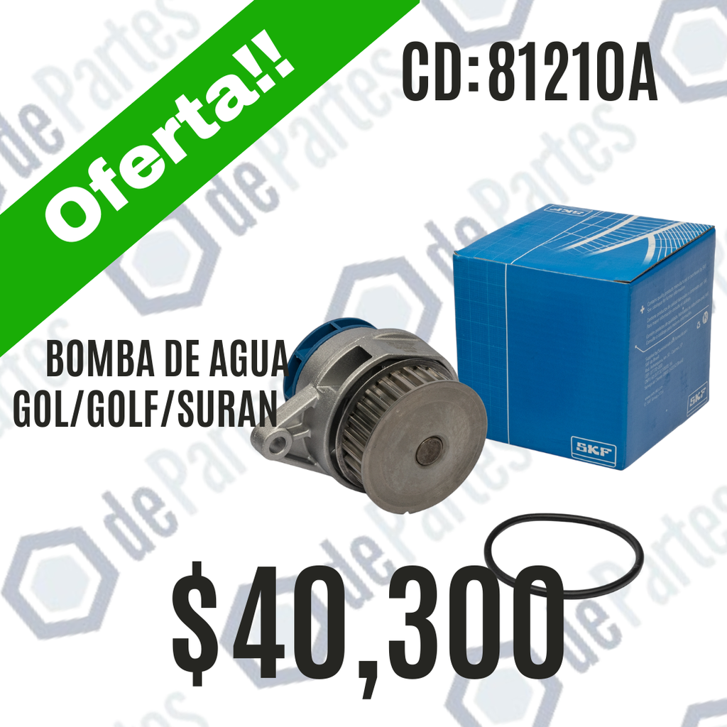 BOMBA DE AGUA SKF VKPC 81210 A VW CROSSFOX 1.6 FOX 1.6 8V GOL 1.0 8V 1.4 MI GOL TREND GOLF SAVEIRO SURAN VOYAGE 1.6 8V SEAT IBIZA 1.4 8V 27 DIENTES REFORZADA PPOLEA ANGOSTA 50MM