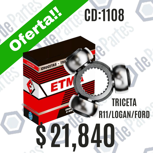 TRICETA RENAULT TR1108 R9 R11 R12 R19 CLIO LOGAN SANDERO EXPRESS KANGOO MEGANE COURIER FORD SIERRA 1.6 ESCORT 96/.. PEUGEOT 205 EX ETMTR1111 D29.93 EST.22 DI EST.22.8