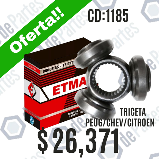 TRICETA TR1185 PEUGEOT 206 207 PARTNER CHEVROLET ONIX PRISMA CITROEN C3 AIR CROSS D32.01 EST.22 DI EST.22.8