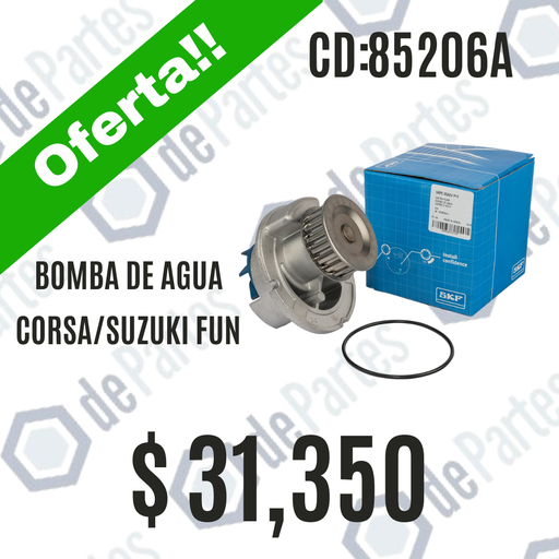 BOMBA DE AGUA SKF VKPC 85206 A CHEVROLET CORSA CELTA 1.0 1.2 1.4 1.6 8V SUZUKI FUN 1.0 1.4 8V PRISMA 1.4/1.6 POLEA 19D