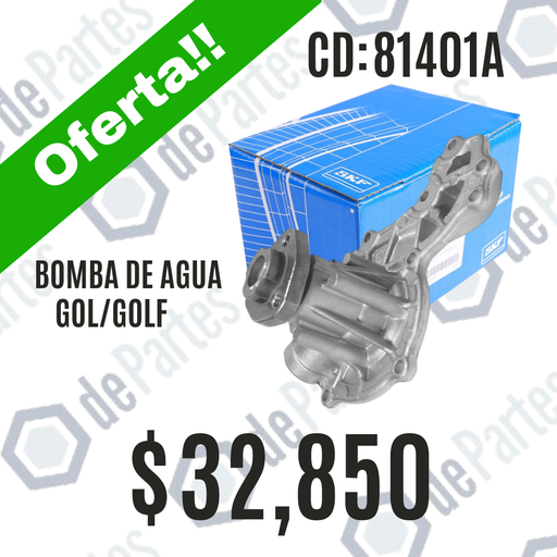 BOMBA DE AGUA SKF VKPC 81401 A FORD GALAXY ESCORT 91/... VW CARAT 86/93 GOLL GOLF GACEL PASSAT POINTER POLO SAVEIRO SENDA TRANSPPORTER MAZA CHICA PARA VEHICULO SIN POLEA POLI V EQUIVALENTE VKPC81401