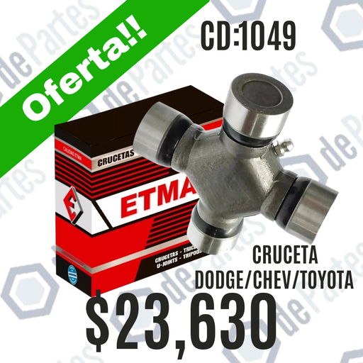 CRUCETA ETM1049 PICK UP TOYOTA HILUX 05/.. C.DEL CHEVROLET D10 C20 D20 SILVERADO S10 DODGE FORD F100 4X4 67/71 F350 67/82 RANGER DEUTZ AGRALE K5 213X  MG354  27X92 LARGO CRUZ 85.40 MUÑON 16.90