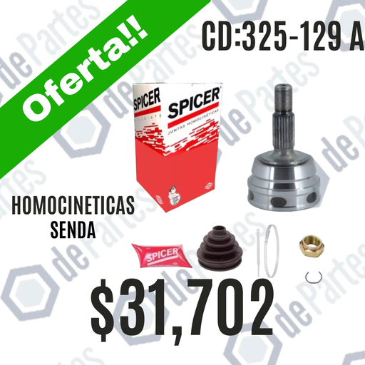 JUNTA HOMOCINETICA SP325-129A VW GACEL GOL SENDA SAVEIRO 1.8 2.0 DELANTERA LADO RUEDA 22-30 SIN ABS COPA 81 ROSCA M20X1.5 SEGURO INTERNO